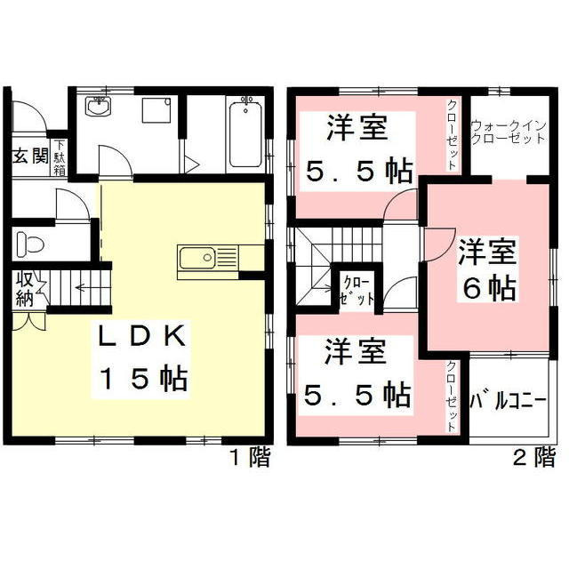 各務原市鵜沼各務原町３丁目の一戸建ての間取り