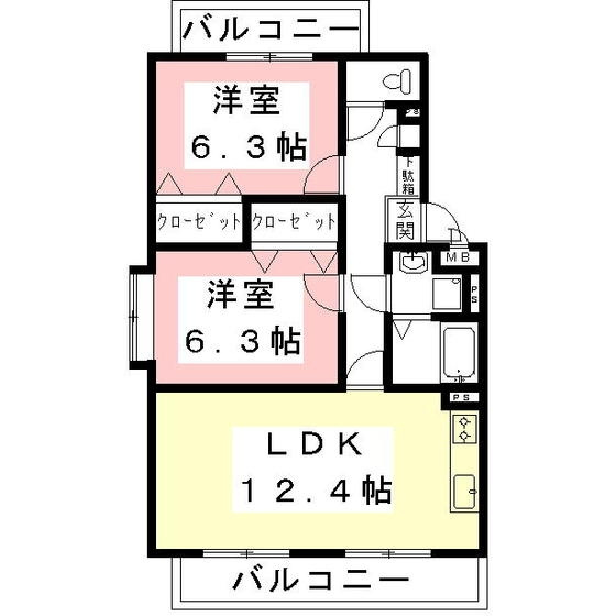各務原市鵜沼小伊木町１丁目のアパートの間取り