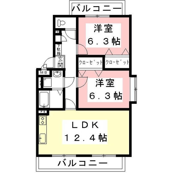 各務原市鵜沼小伊木町１丁目のアパートの間取り
