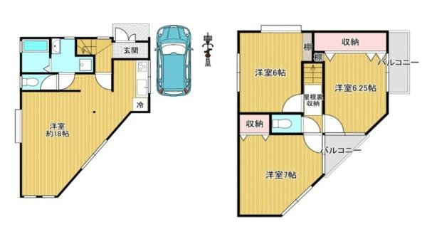 吹田市 山田東 １丁目　中古 一戸建ての間取り