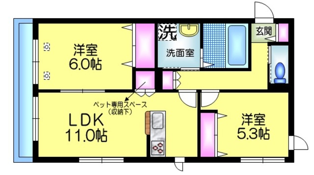リヴェール奥戸の間取り|★角部屋２面窓★