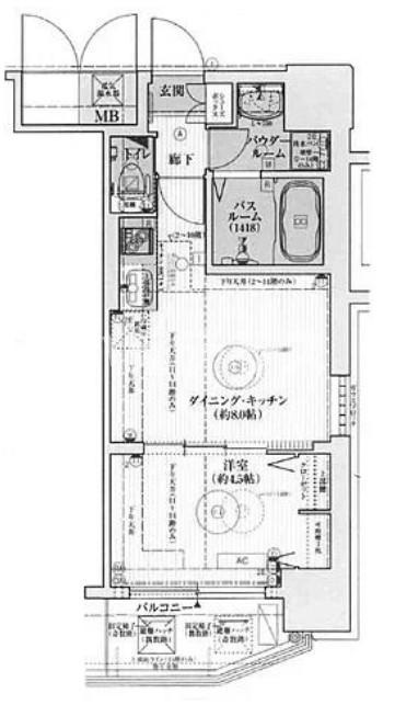 エステムコート三宮駅前Ⅱアデシオンの間取り
