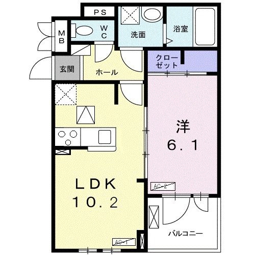 コンテ　Ｍの間取り|間取りです。