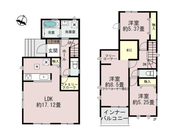 糟屋郡宇美町平和2丁目第1-2棟（A号棟）の間取り
