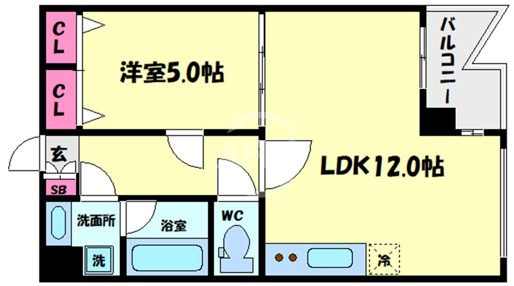 フェルザ今宮戎の間取り|Krehl難波南（クレール難波南）　開放感ある間取り