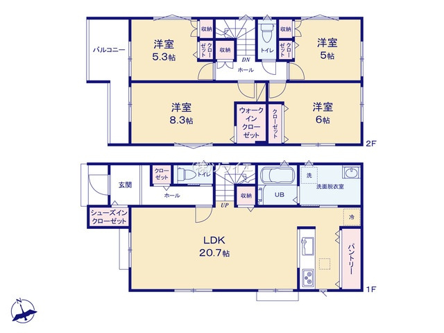 所沢市緑町2丁目　全2棟　新築戸建の間取り