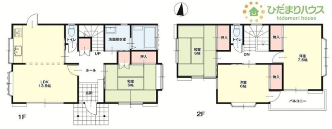 【間取り】 | 筑西市小川1期　中古戸建 | 全居室南向きで日当たり良好。