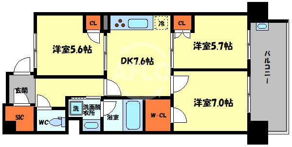 ロイヤルパークスなんば　塩草立葉小学校区の間取り|ロイヤルパークスなんば　間取り