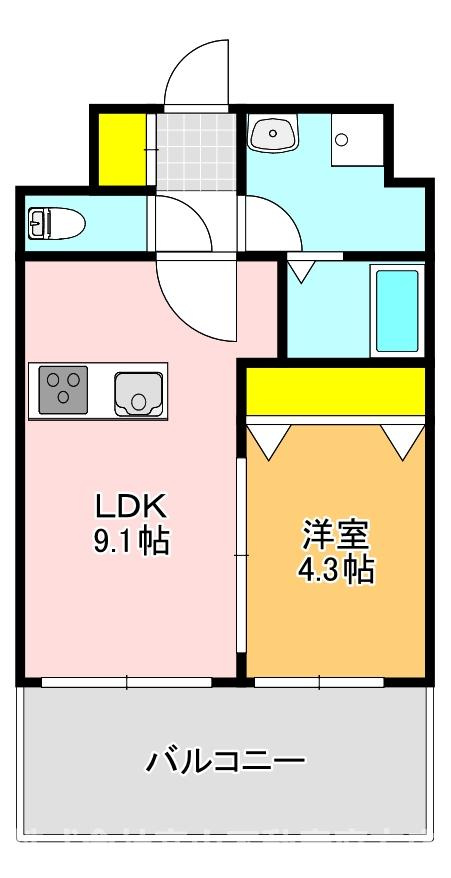 直方市大字下新入の賃貸マンションの間取り