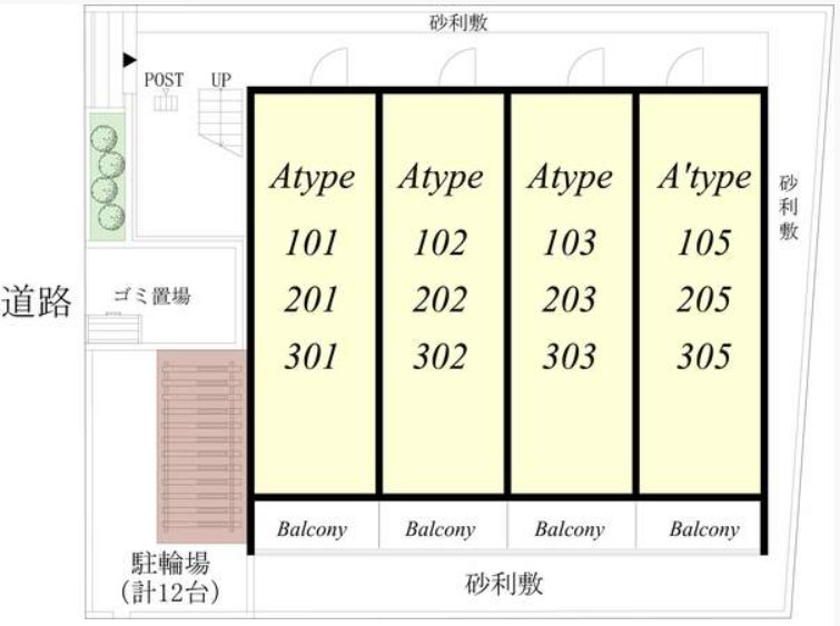 川崎市多摩区中野島６丁目の賃貸マンションの区画図