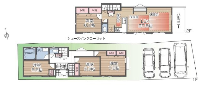 武蔵野市境南町1丁目 中央線 武蔵境駅 新築戸建の間取り