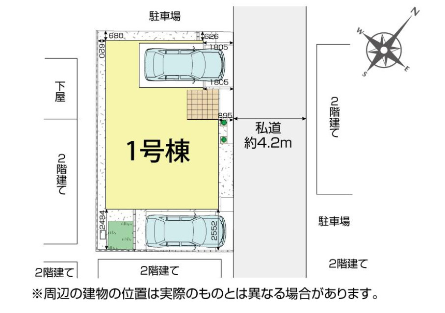川越市南田島　新築戸建の区画図