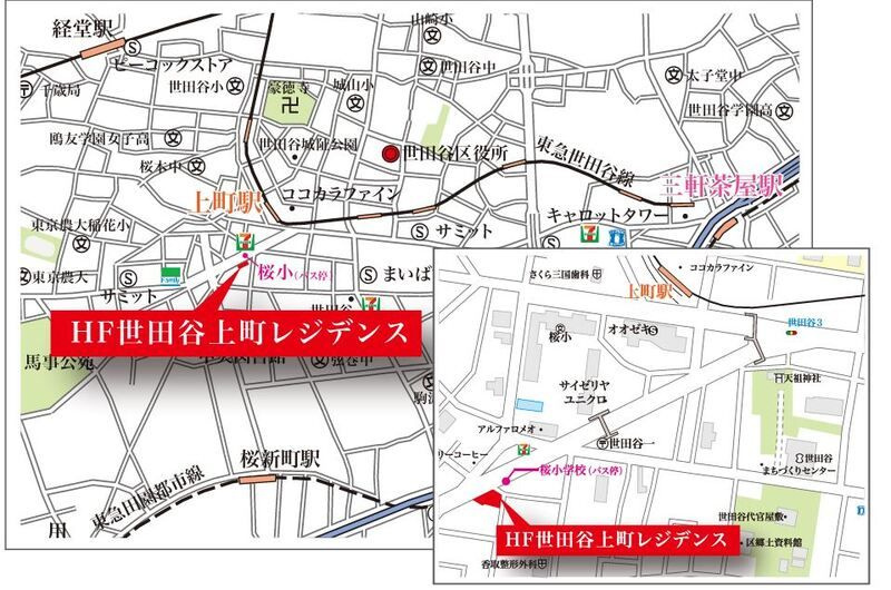 ＨＦ世田谷上町レジデンスの地図