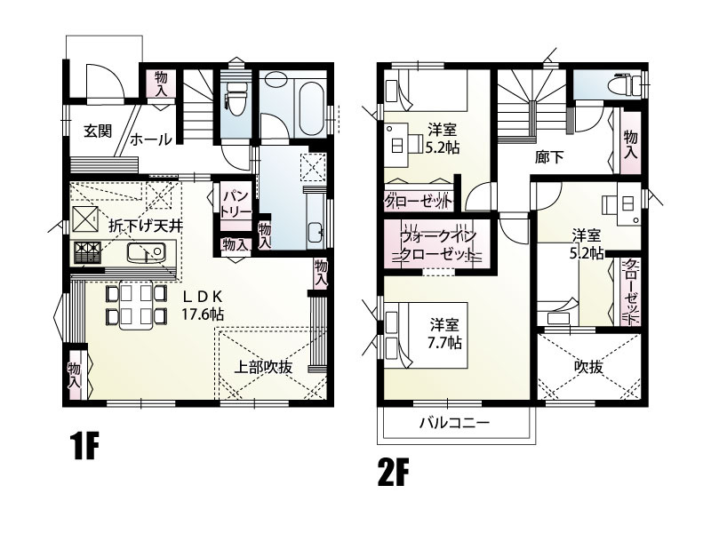 【坂戸市片柳1号棟 区画図】車2台並列駐車可能です！駐車もゆったり行えます。