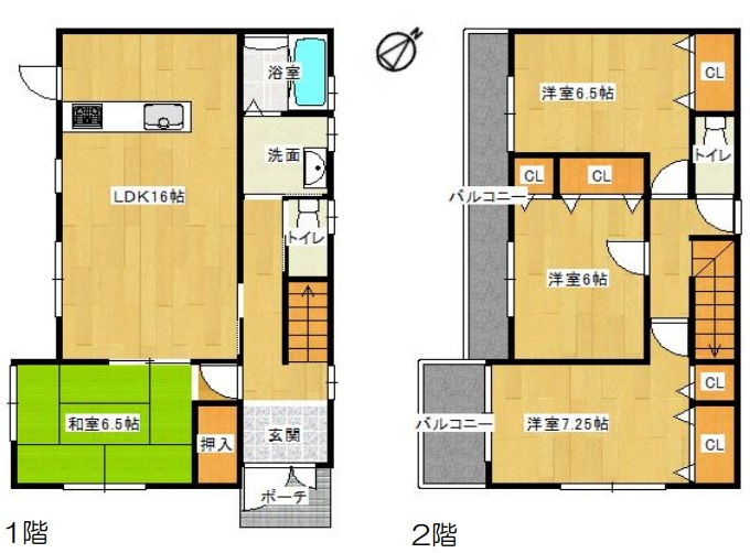 姫路市保城　　JR播但線「野里駅」徒歩8分の間取り