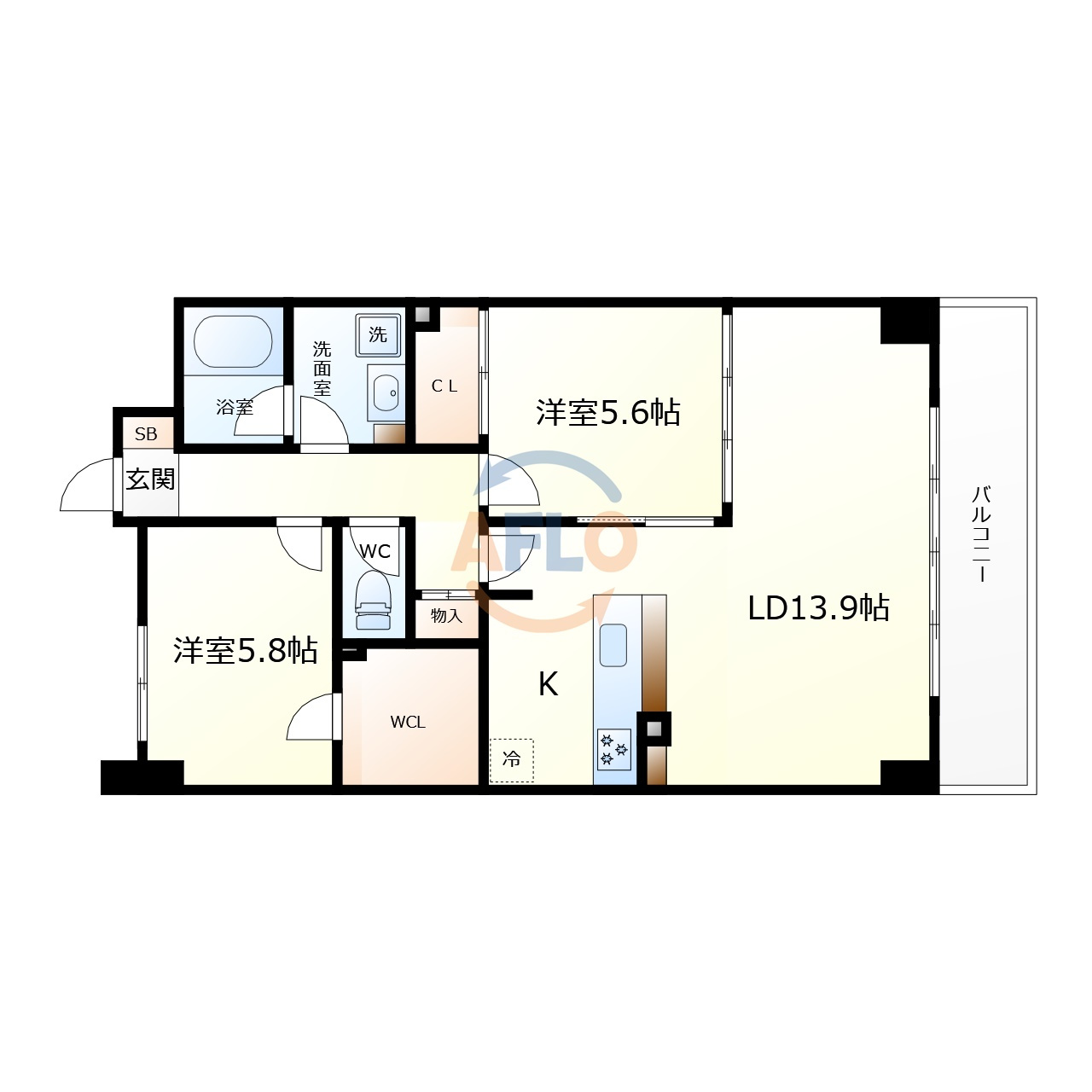 レジディア玉造　中道小学校区の間取り|レジディア玉造　間取り
