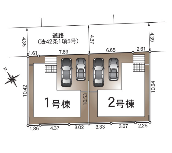 【2階リビングの2SLDK】高知市百石町第４　新築一戸建て　1号棟の区画図