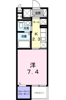 【間取り】 | ヴィレッジＹｕＵｋｉ | 中田駅徒歩９分！１K！