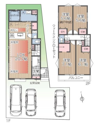 武蔵野市境南町1丁目 中央線 武蔵境駅 新築戸建の間取り