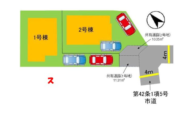 福岡市南区鶴田4丁目第6-2棟（1号棟）の区画図|配置図（1号棟）