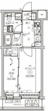 横浜市西区老松町の賃貸マンションの間取り