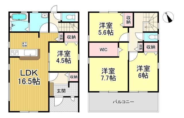 常滑市井戸田町3丁目　全2棟　1号棟の間取り|4LDK+WIC☆