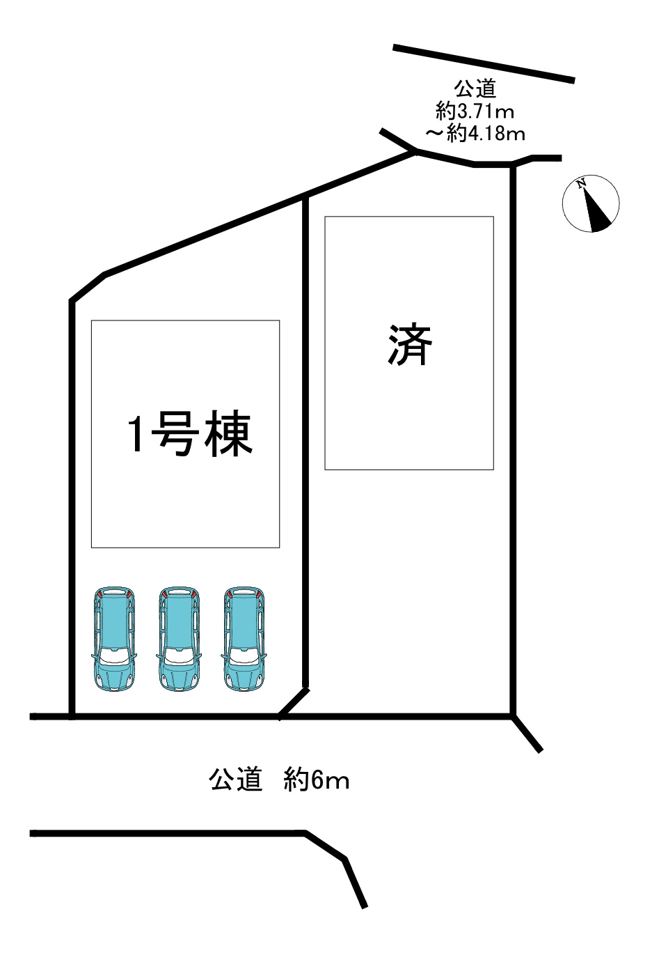 常滑市井戸田町3丁目　全2棟　1号棟の区画図|全2区画中1区画販売♪