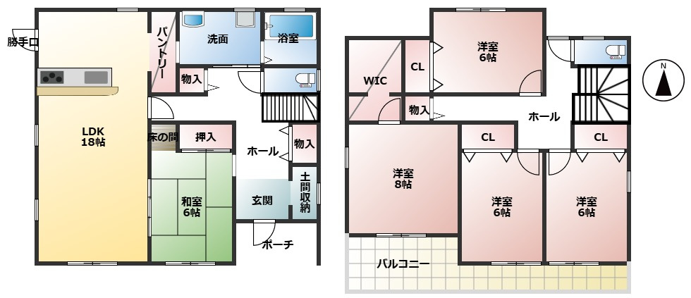 岐阜市粟野東！築8年再生住宅！ゆとりの広さの5LDK！お車並列3台可能！IHクッキングヒーター搭載！の間取り|岐阜市粟野東！築8年再生住宅！ゆとりの広さの5LDK！お車ラクラク並列3台可能！IHクッキングヒーター搭載！