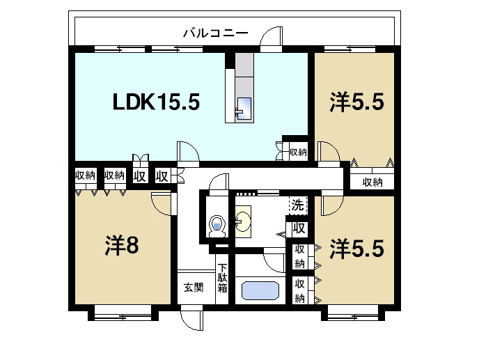 フェニックス明日香の間取り|3LDKの広い間取りです