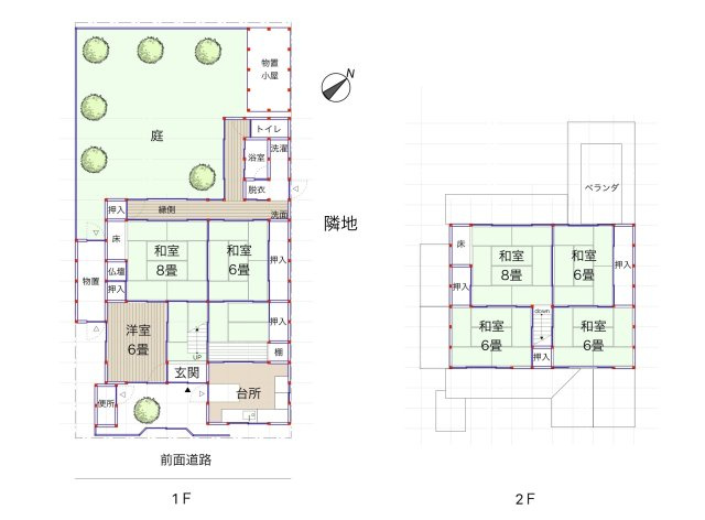足軽組屋敷内の庭のある昭和元年築の木造住宅の外観