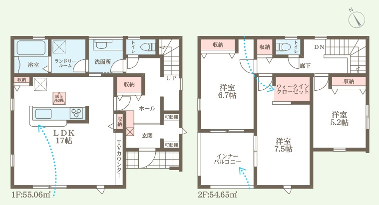 草津市矢倉　第3期　新築一戸建ての間取り|1号地