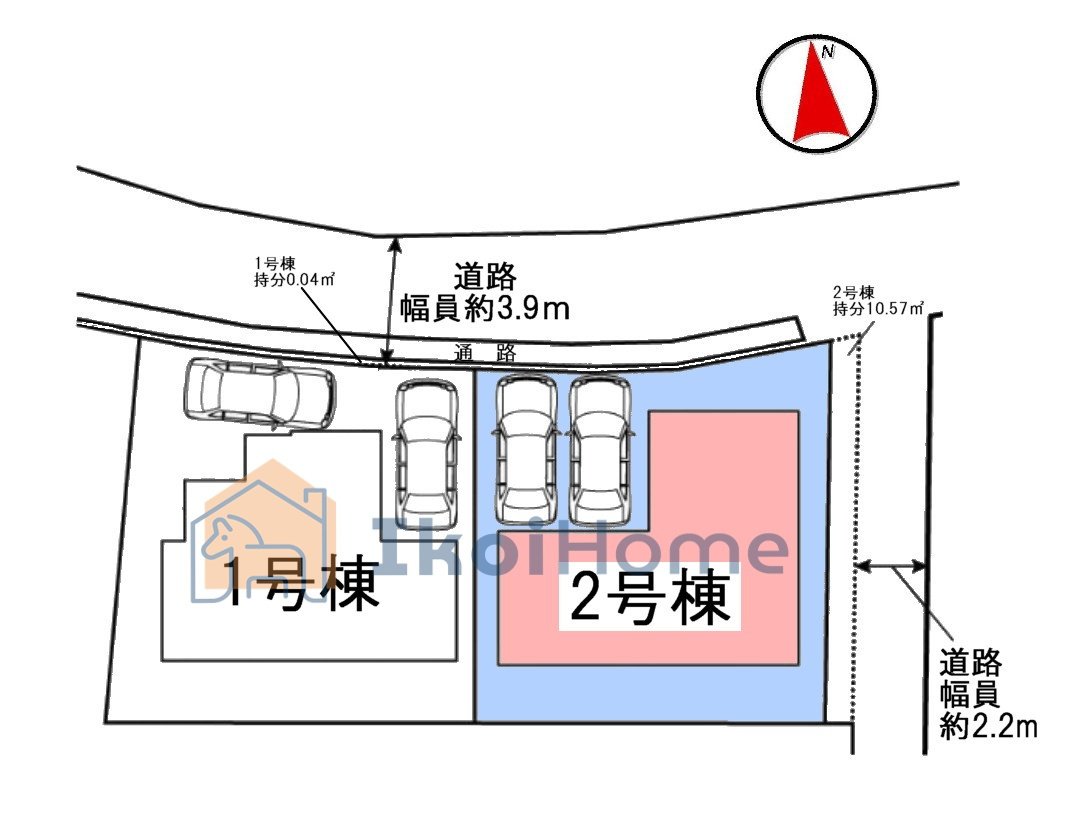 神戸市西区玉津町今津　2号棟　新築戸建のその他|区画図です■区画図です■2区画分譲です！駐車スペース2台可能！LDKは2棟とも約20帖の南向き！