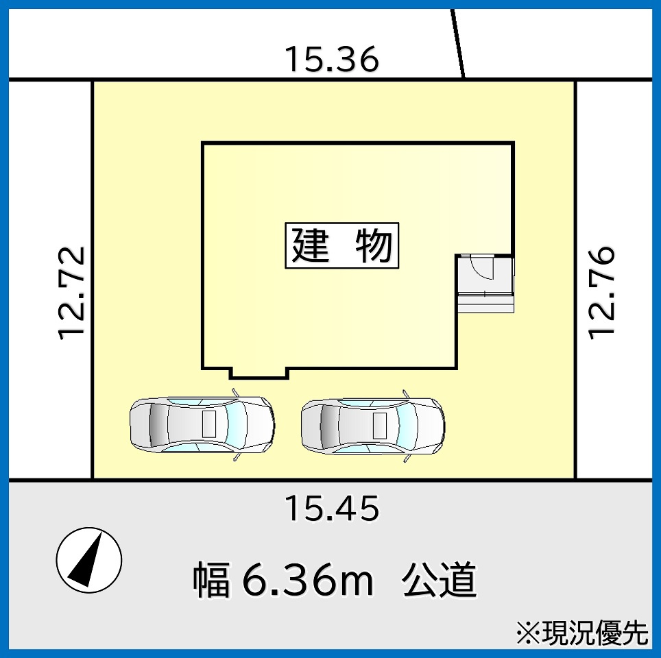 小樽市祝津2丁目　戸建の区画図|駐車2～3台可能♪間口15ｍで車の出し入れも楽々♪