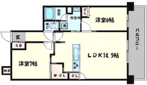 CITY SPIRE難波グレイスの間取り|グレイスポート難波　開放感ある間取