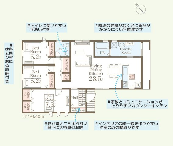 小美玉市希望ケ丘1期　新築戸建　3号棟　平屋の間取り|ご希望物件まとめてのご案内も可能です♪お気軽にお申し付けください！