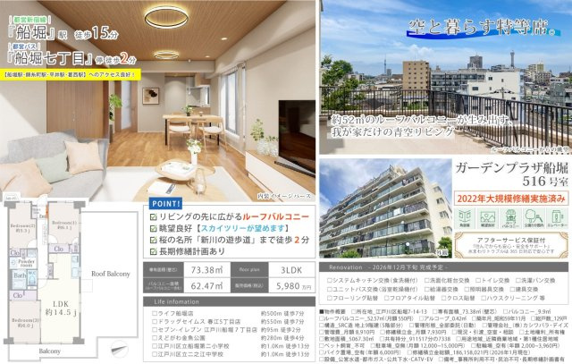 ガーデンプラザ船堀（5階部分）／仲介手数料無料／新規フルリノベーションの周辺