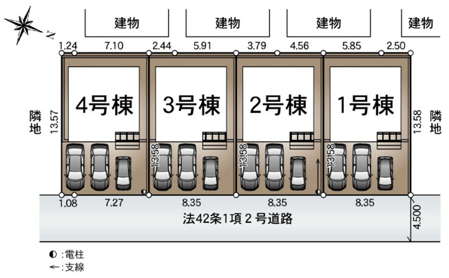 【区画図】 | 厚木市林３丁目　全４棟　新築住宅