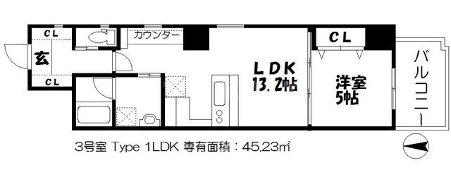 JYUME南森の間取り|JYUME南森　開放感のある間取り