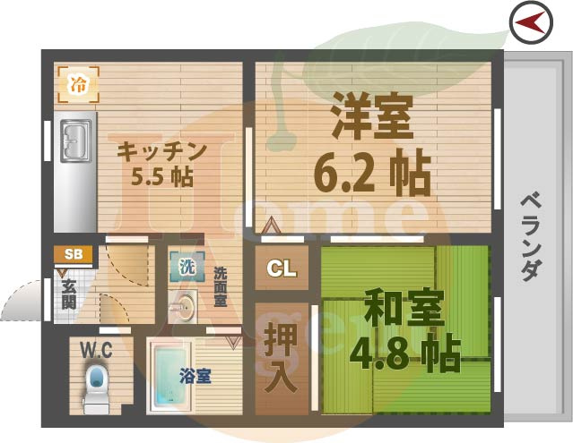 【間取り】 | エーデルハイム | 2Kのお部屋。