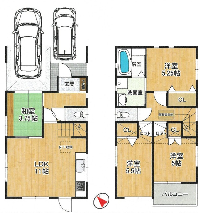 加古川市尾上町口里　中古戸建の間取り|4LDK＋ロフトです。