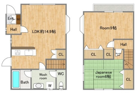 別所町朝日ヶ丘　戸建貸家の間取り