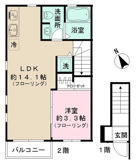 松戸市松戸のアパートの間取り