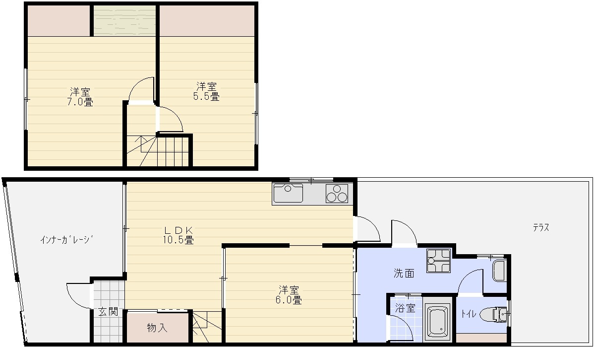 国道長屋の間取り