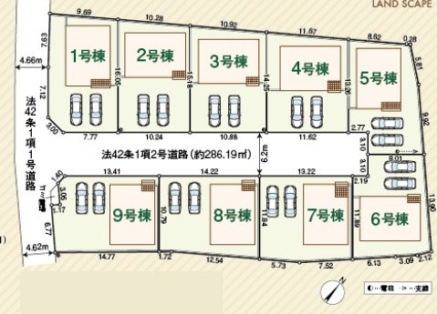 狭山市柏原第15　全9棟　新築戸建　クレイドルガーデンの区画図