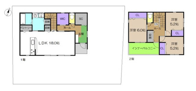 【土地図＋建物プラン例】 | 建築条件付き宅地　香美市土佐山田町東本町２丁目(北) | プランです