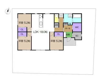 【土地図＋建物プラン例】 | 建築条件付き宅地　香美市土佐山田町東本町２丁目(南) | プランです