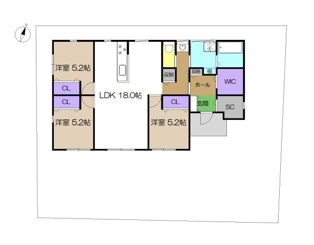 【土地図＋建物プラン例】 | 建築条件付き宅地　香美市土佐山田町東本町２丁目(南) | プランです
