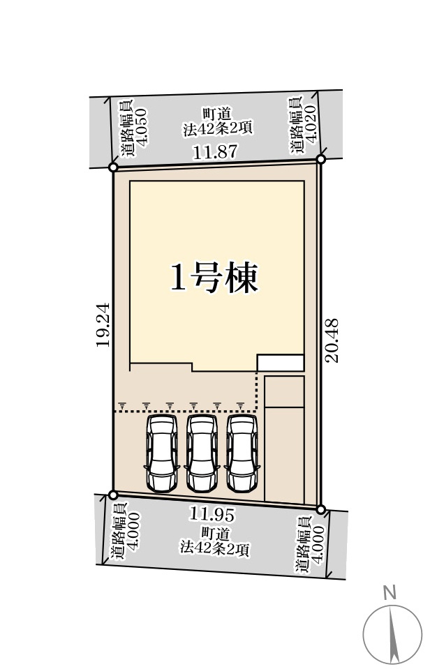 糟屋郡篠栗町津波黒3丁目第2-1棟（1号棟）の区画図|配置図（1号棟）