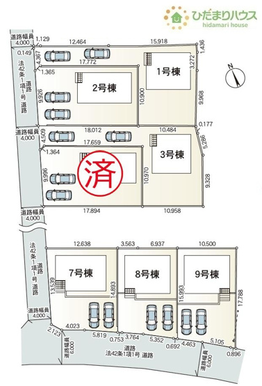 【区画図】 | 土浦市木田余西台第2　新築戸建　7号棟 | カースペースは2台分確保!(^^)!
（7号棟）
