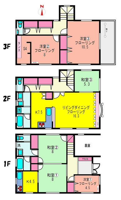 矢部町貸家の間取り